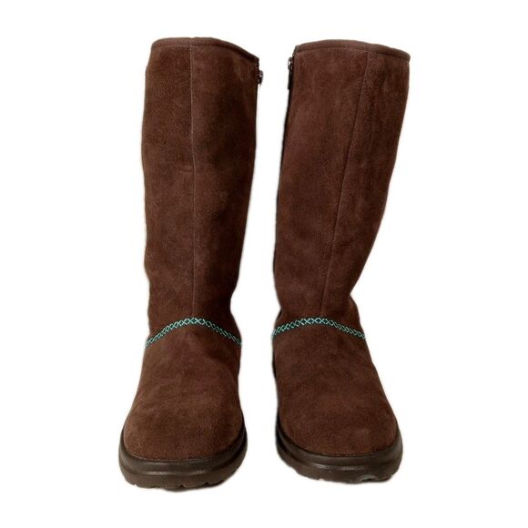 UGG Australia Tall Boots Women 10 Brown Suede Zip up I HEART Kisses Aztec Boho - Picture 3 of 11